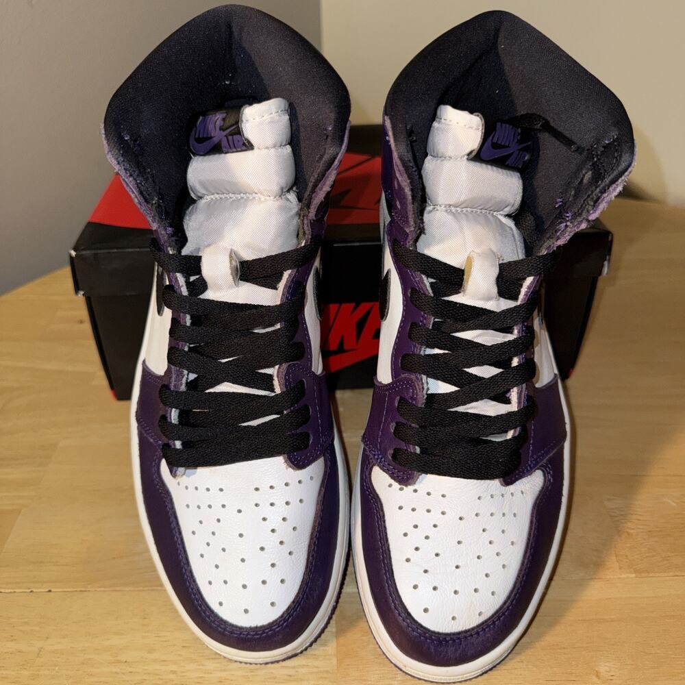 Size 9.5 Men Jordan 1 Retro High OG Court Purple 2.0 2020 With Box 555088-500 - Picture 5 of 11
